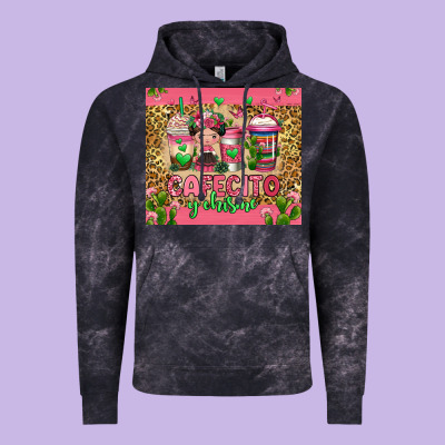 Cafecito Y Chisme Coffee Cups Vintage Hoodie Designed By Jasminsmagicworld