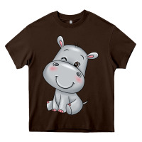 Chocolate Brown hippo Heavy Core Tee - texasbilliewilder