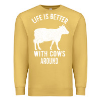 Antique Gold Life Is Better With Cows Around Premium Sweatshirt - Bettercallsaul