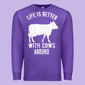 Life Is Better With Cows Around Premium Sweatshirt Designed By Bettercallsaul