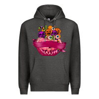 Charcoal Heather Personalized Girl Halloween Candy Premium Hoodie - texasbilliewilder