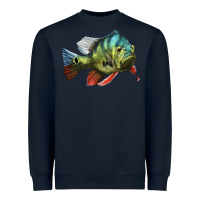Navy Peacock Bass Illustrations Heavyweight Sweatshirt - LillyAllenDesigns