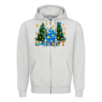 Dove Grey Hannukah Christmas trees Zipper Hoodie - NancyCooperArtShop