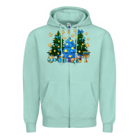 Seafoam Hannukah Christmas trees Zipper Hoodie - NancyCooperArtShop