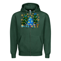 Sports Green Hannukah Christmas trees Zipper Hoodie - NancyCooperArtShop