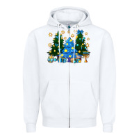 White Hannukah Christmas trees Zipper Hoodie - NancyCooperArtShop
