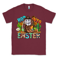 Burgundy Hop Into Easter Bunny Western Classic Tee - CowhideDigitalArt