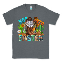 Charcoal Heather Hop Into Easter Bunny Western Classic Tee - CowhideDigitalArt