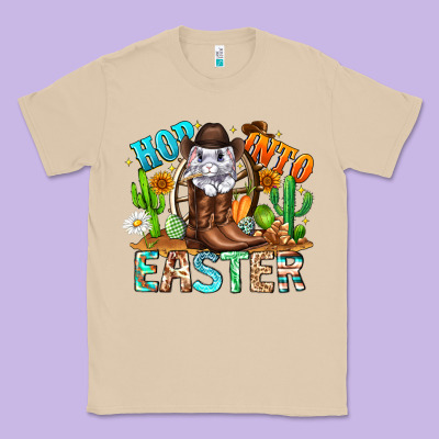 Hop Into Easter Bunny Western Classic Tee Designed By Cowhidedigitalart