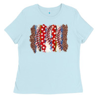 Baby Blue baseball brushstroke Ladies Tee - Zillion Design Studio