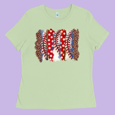 Baseball Brushstroke Ladies Tee Designed By Zillion Design Studio