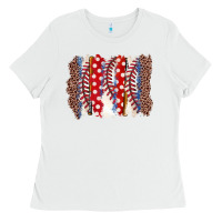 White baseball brushstroke Ladies Tee - Zillion Design Studio