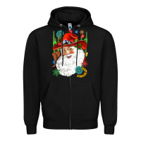 Black Cowboy Santa Zipper Hoodie - NancyCooperArtShop