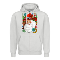 Dove Grey Cowboy Santa Zipper Hoodie - NancyCooperArtShop
