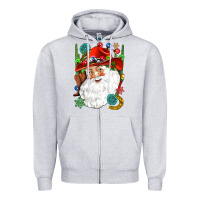 Heather Grey Cowboy Santa Zipper Hoodie - NancyCooperArtShop