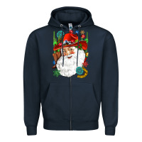 Navy Cowboy Santa Zipper Hoodie - NancyCooperArtShop