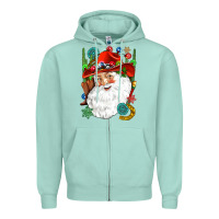 Seafoam Cowboy Santa Zipper Hoodie - NancyCooperArtShop