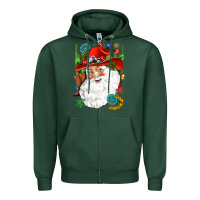 Sports Green Cowboy Santa Zipper Hoodie - NancyCooperArtShop