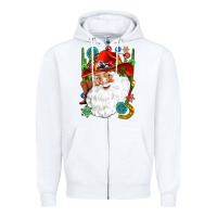 White Cowboy Santa Zipper Hoodie - NancyCooperArtShop