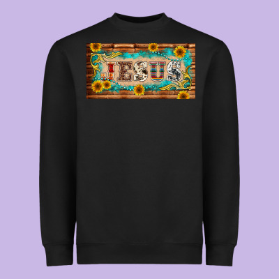 Jesus Western Patterns License Plate Template Heavyweight Sweatshirt Designed By Barkaloodesign