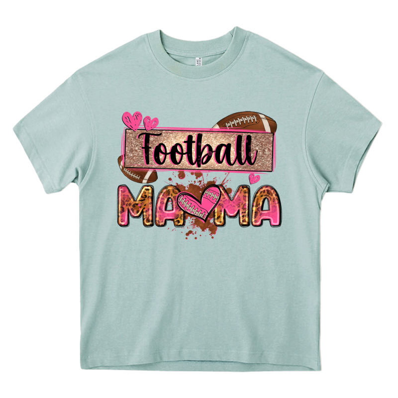 Football Mama With Leopard Heavy Core Tee by Zillion Design Studio | Teevron
