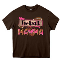 Chocolate Brown football mama with leopard Heavy Core Tee - Zillion Design Studio