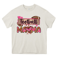 Cream football mama with leopard Heavy Core Tee - Zillion Design Studio