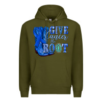 Army Green give cancer the boot colon cancer blue ribbon nca Premium Hoodie - NancyCooperArtShop