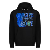 Black give cancer the boot colon cancer blue ribbon nca Premium Hoodie - NancyCooperArtShop