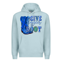 Blue Mist give cancer the boot colon cancer blue ribbon nca Premium Hoodie - NancyCooperArtShop
