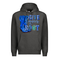 Charcoal Heather give cancer the boot colon cancer blue ribbon nca Premium Hoodie - NancyCooperArtShop