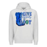 Dove Grey give cancer the boot colon cancer blue ribbon nca Premium Hoodie - NancyCooperArtShop