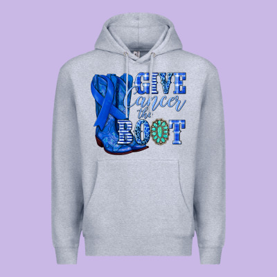 Give Cancer The Boot Colon Cancer Blue Ribbon Nca Premium Hoodie Designed By Nancycooperartshop