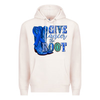Pale Pink give cancer the boot colon cancer blue ribbon nca Premium Hoodie - NancyCooperArtShop