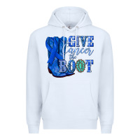 White give cancer the boot colon cancer blue ribbon nca Premium Hoodie - NancyCooperArtShop