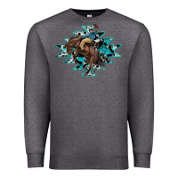 Charcoal Heather western cowboy Premium Sweatshirt - RanaPortraitStore
