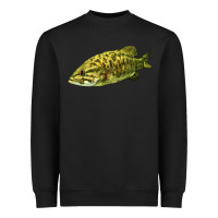 Black Smallmouth Bass Fish Illustrations Heavyweight Sweatshirt - LillyAllenDesigns