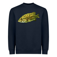 Navy Smallmouth Bass Fish Illustrations Heavyweight Sweatshirt - LillyAllenDesigns