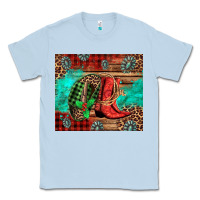 Dusty Blue country boots and cowboy hat christmas Classic Tee - Jasminsmagicworld