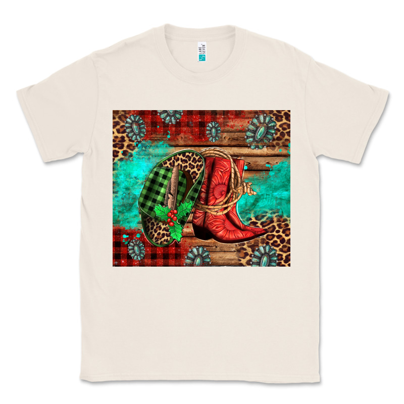 Country Boots And Cowboy Hat Christmas Classic Tee by Jasminsmagicworld | Teevron