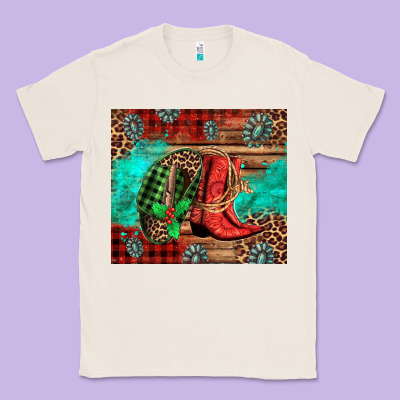 Country Boots And Cowboy Hat Christmas Classic Tee Designed By Jasminsmagicworld
