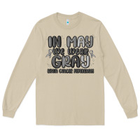 Mushroom in may we wear gray brain cancer awareness Long Sleeve Tee - MaliasSmallBusiness
