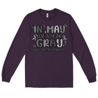 Plum in may we wear gray brain cancer awareness Long Sleeve Tee - MaliasSmallBusiness