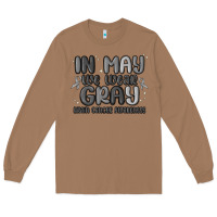 Toasted Coconut in may we wear gray brain cancer awareness Long Sleeve Tee - MaliasSmallBusiness