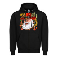 Black Cowboy Santa Zipper Hoodie - NancyCooperArtShop