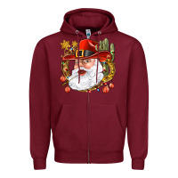 Burgundy Cowboy Santa Zipper Hoodie - NancyCooperArtShop