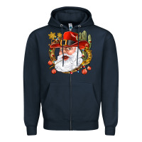Navy Cowboy Santa Zipper Hoodie - NancyCooperArtShop