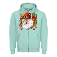 Seafoam Cowboy Santa Zipper Hoodie - NancyCooperArtShop