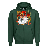 Sports Green Cowboy Santa Zipper Hoodie - NancyCooperArtShop