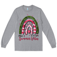 Heather Grey summer vibes Long Sleeve Tee - MaliasSmallBusiness